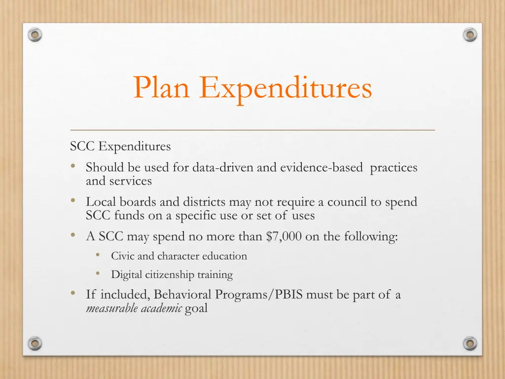 plan expenditures