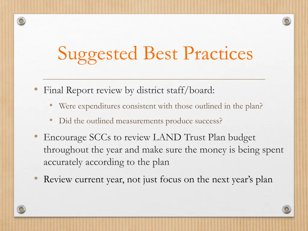 suggested best practices