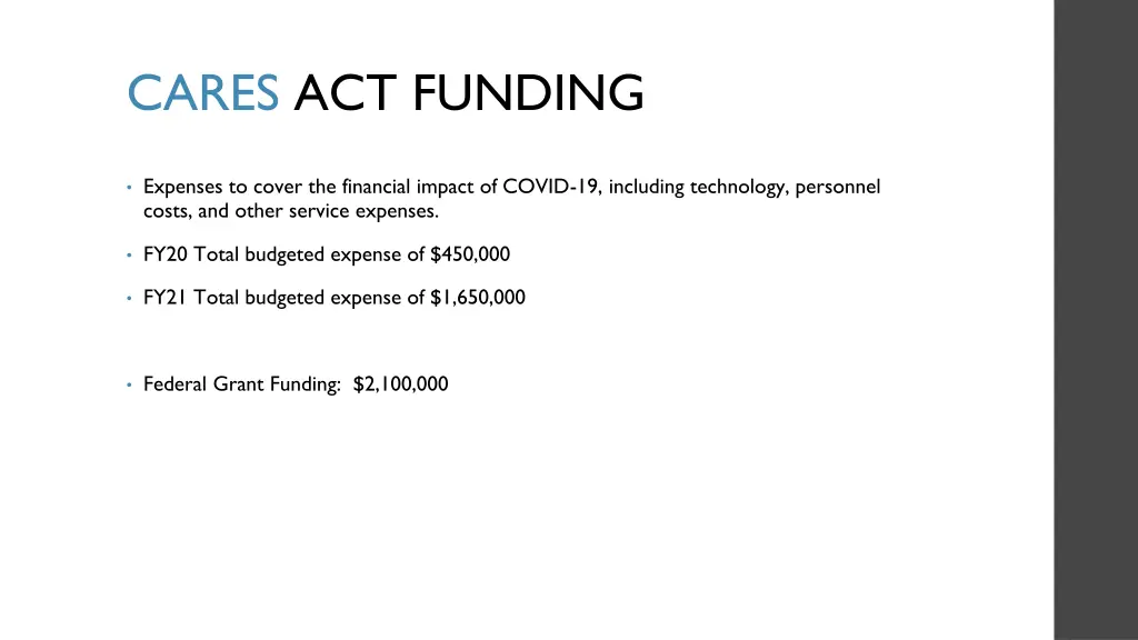 cares act funding