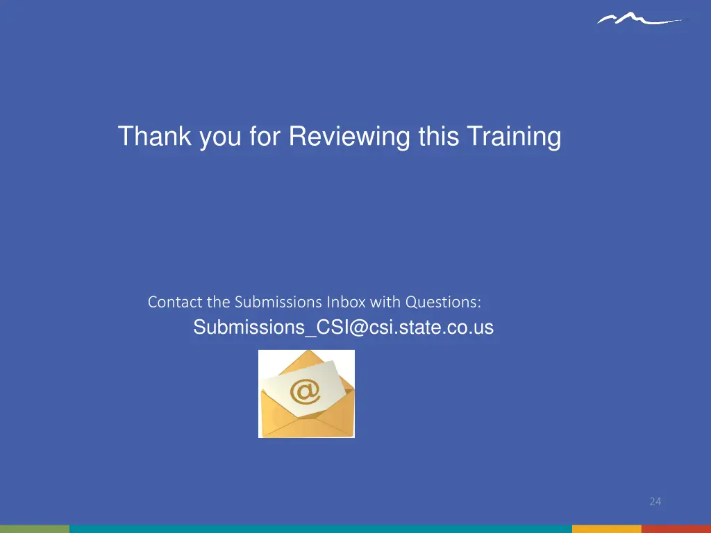 thank you for reviewing this training