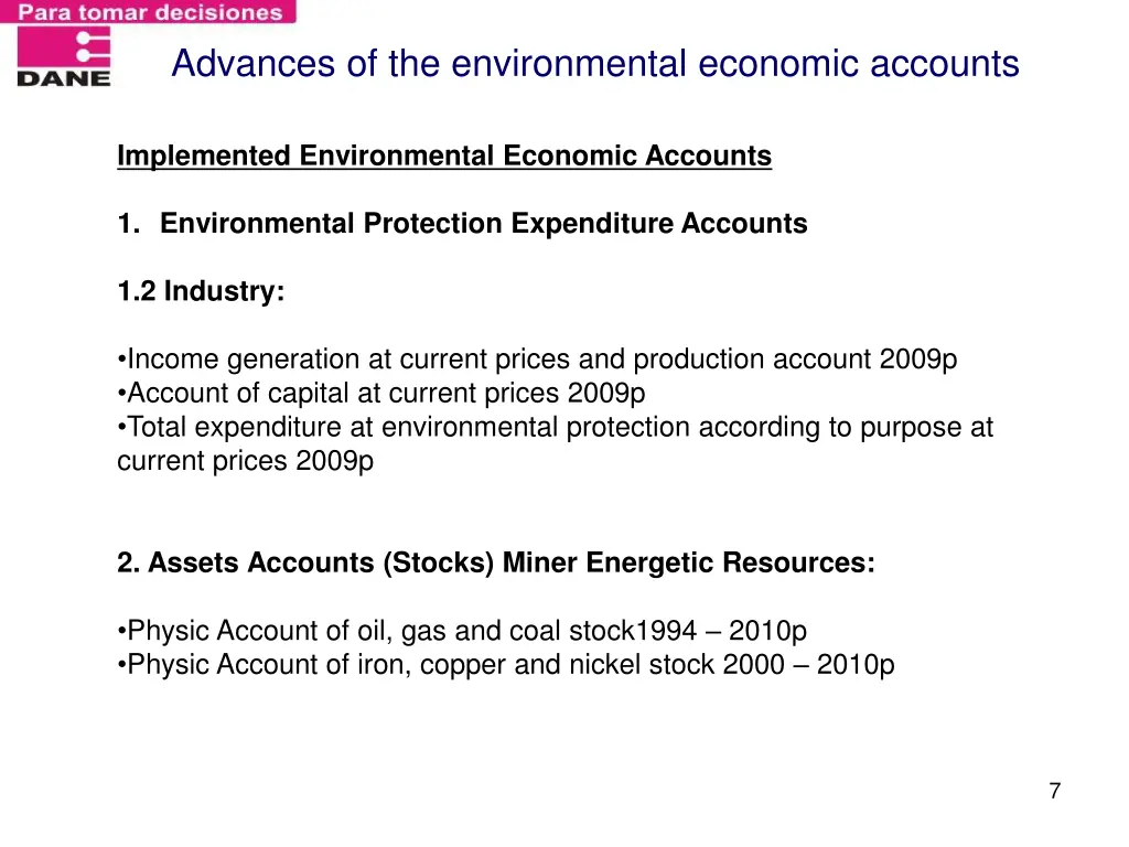 advances of the environmental economic accounts 1