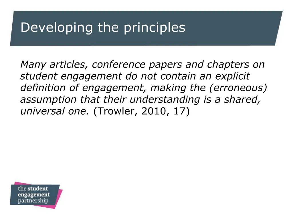 developing the principles
