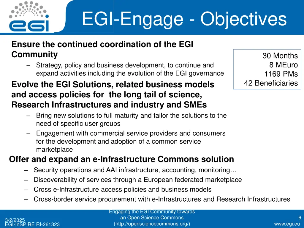 egi engage objectives