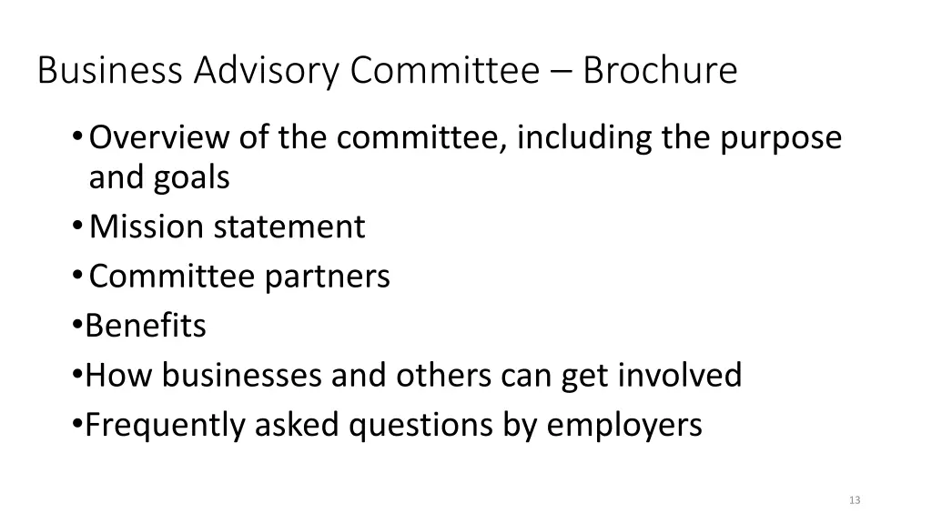business advisory committee brochure