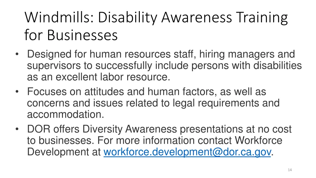 windmills disability awareness training