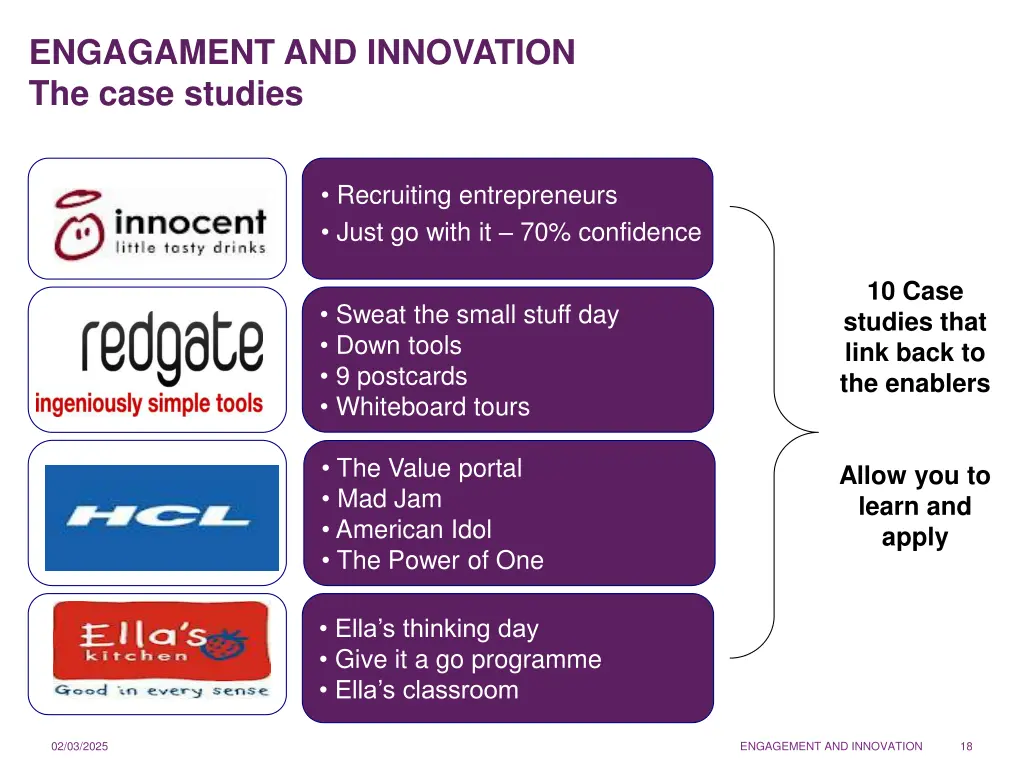 engagament and innovation the case studies