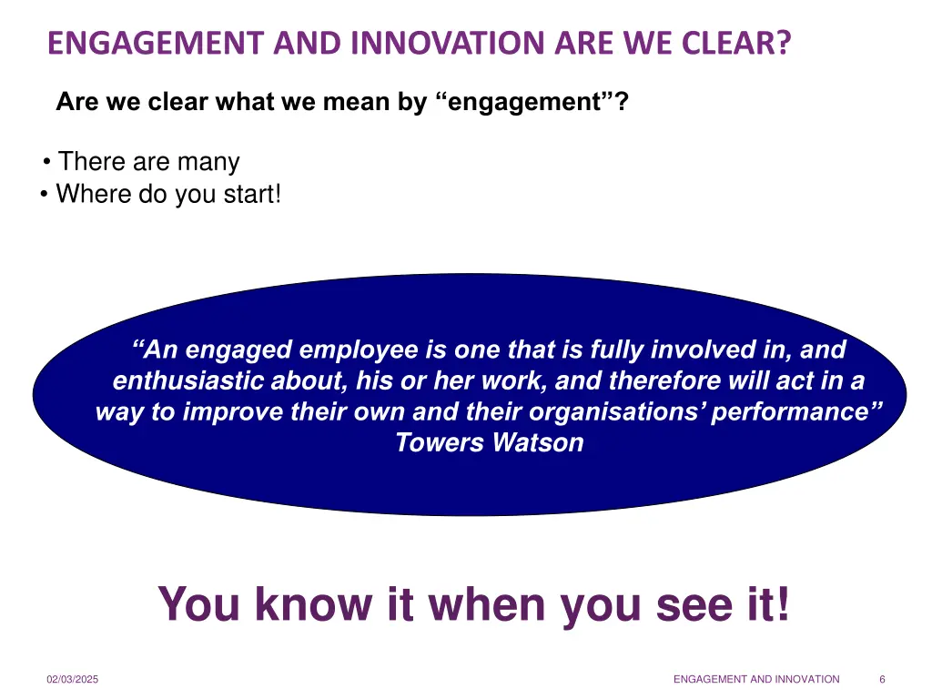engagement and innovation are we clear