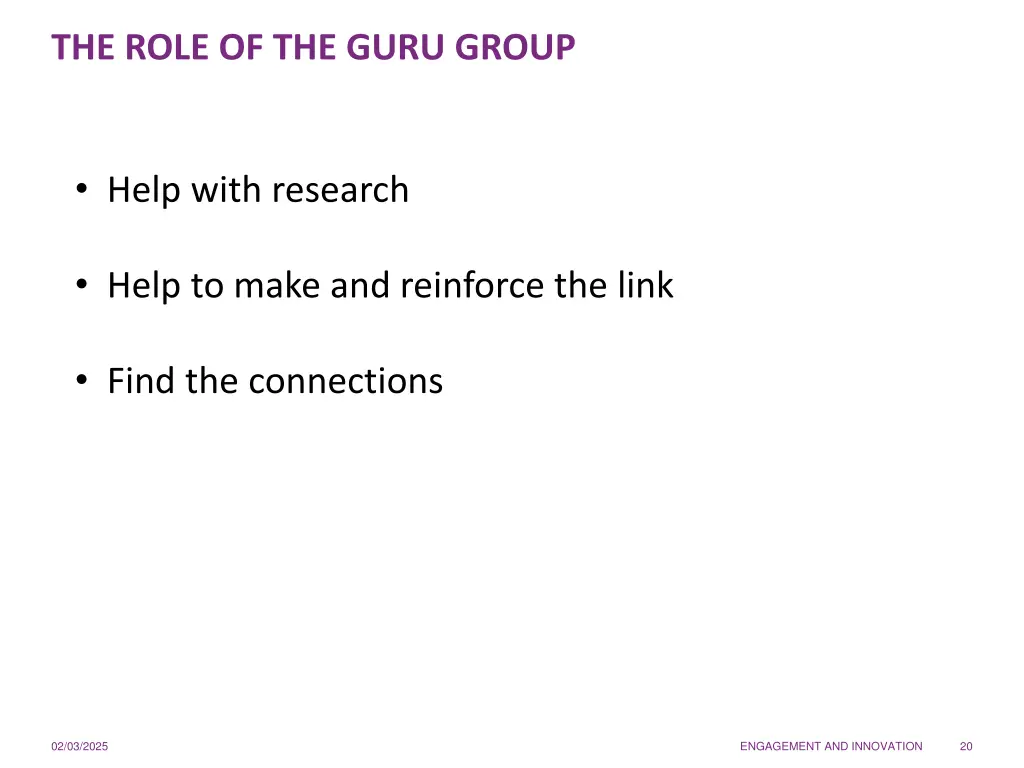 the role of the guru group