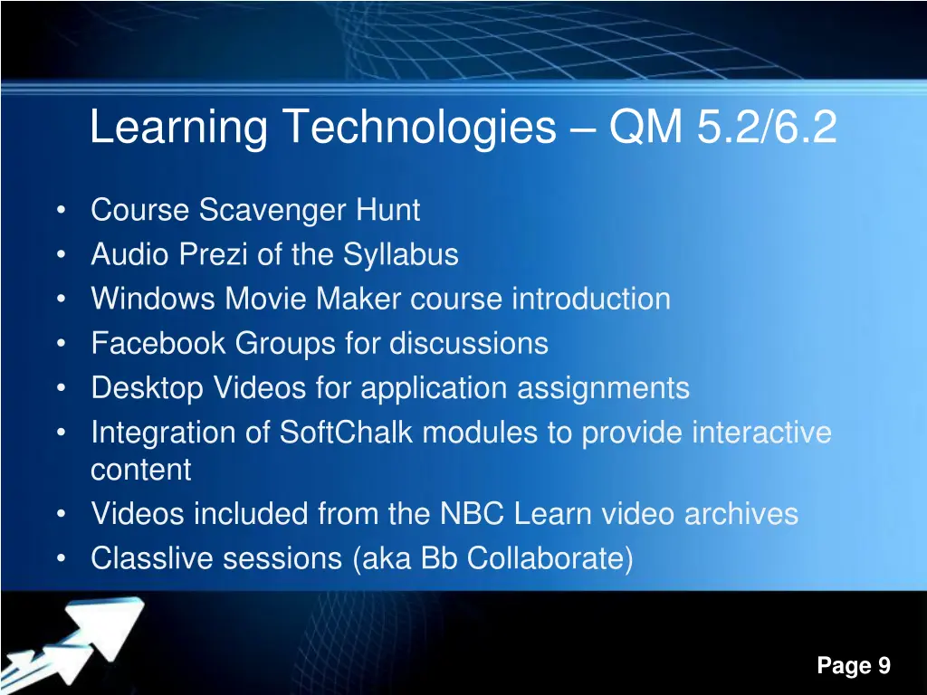 learning technologies qm 5 2 6 2