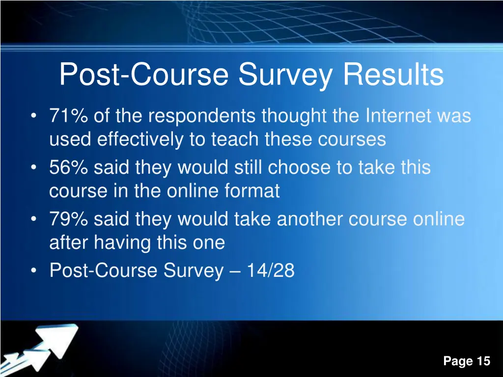 post course survey results