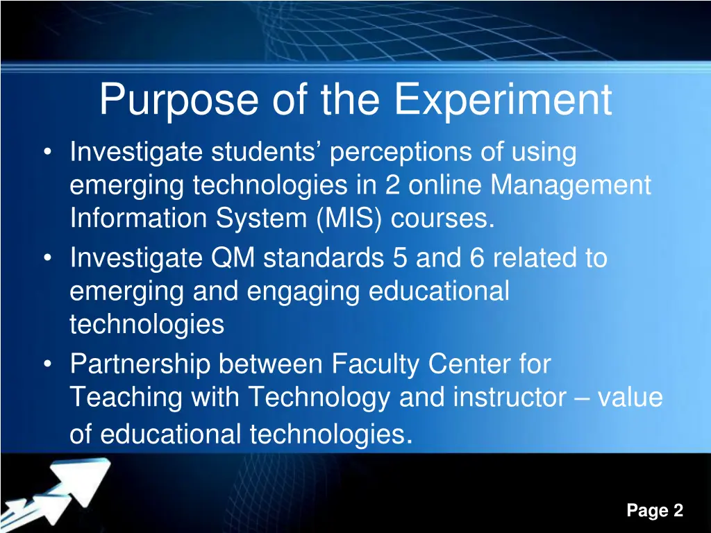 purpose of the experiment investigate students