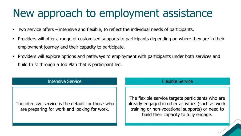 new approach to employment assistance