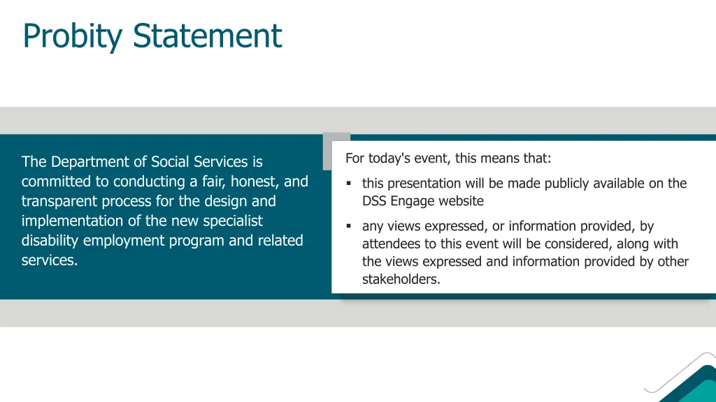 probity statement