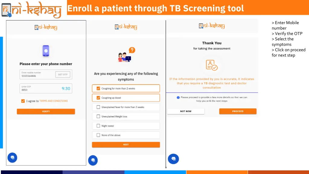 enroll a patient through tb screening tool 1