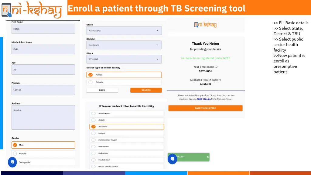 enroll a patient through tb screening tool 2