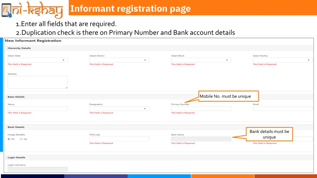 informant registration page