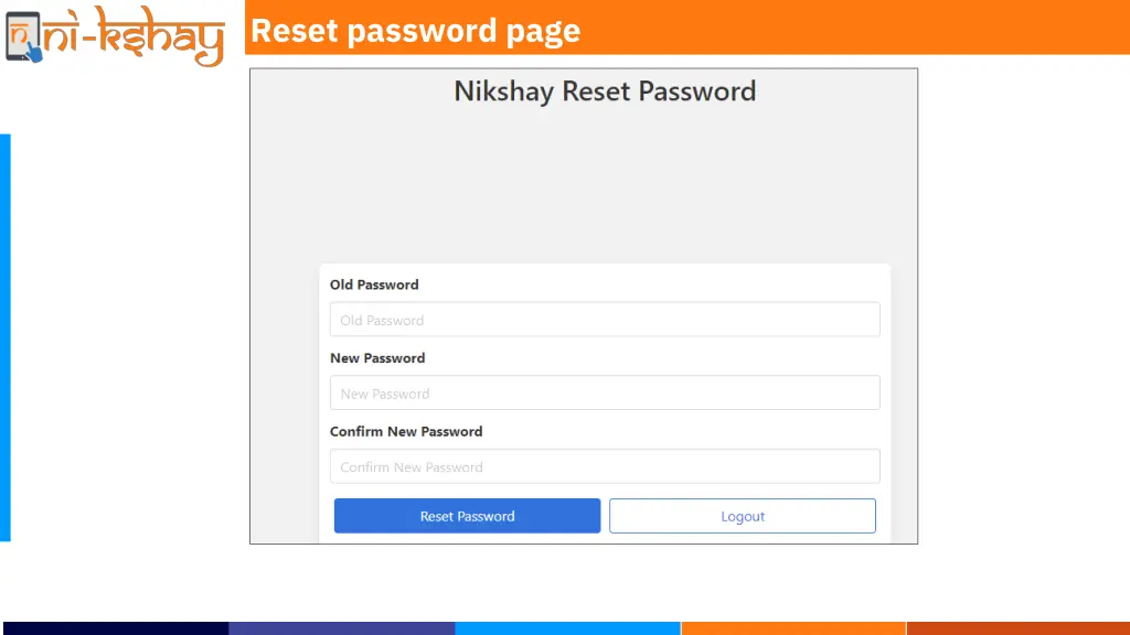 reset password page