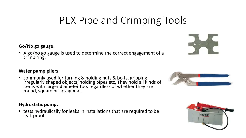 pex pipe and crimping tools 1