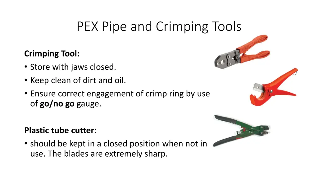 pex pipe and crimping tools