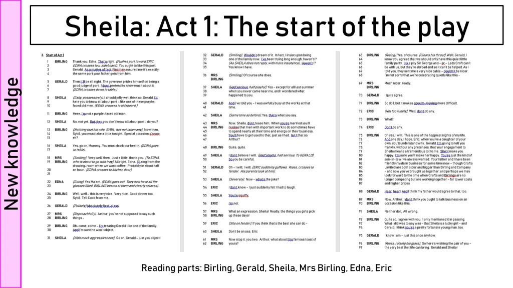 sheila act 1 the start of the play