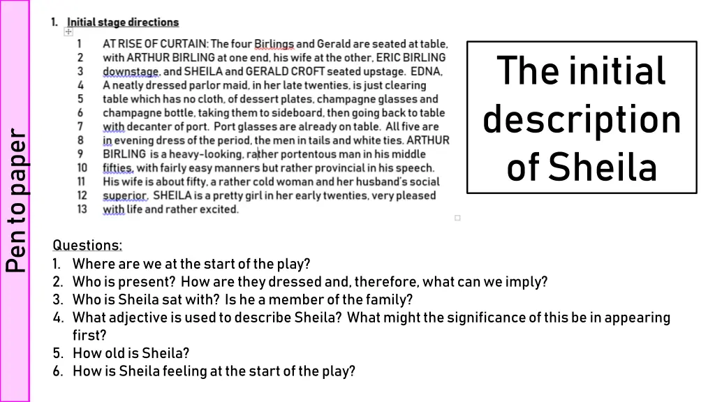 the initial description of sheila