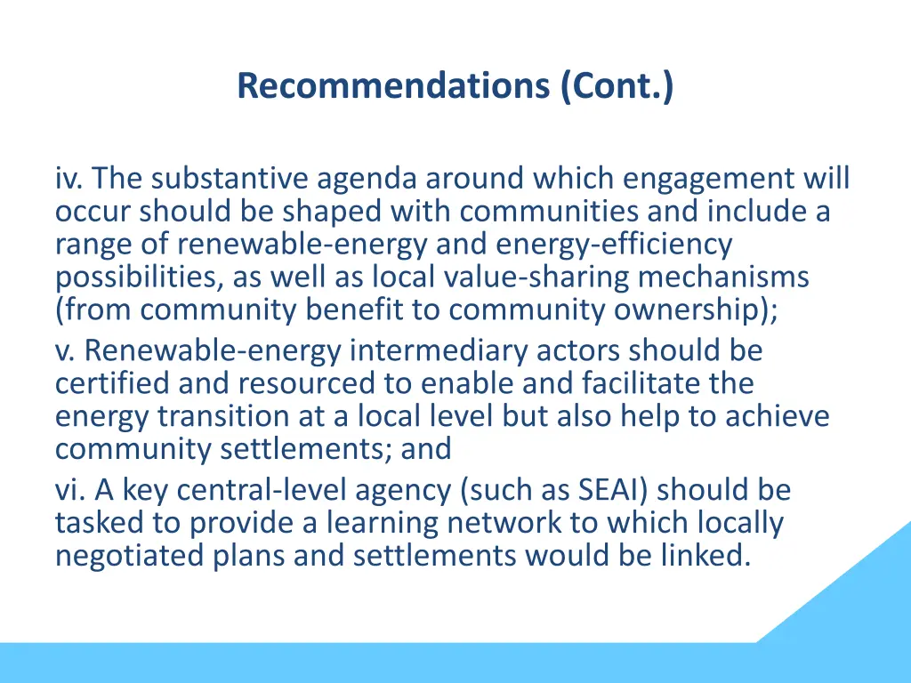 recommendations cont