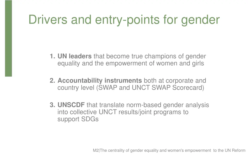 drivers and entry points for gender