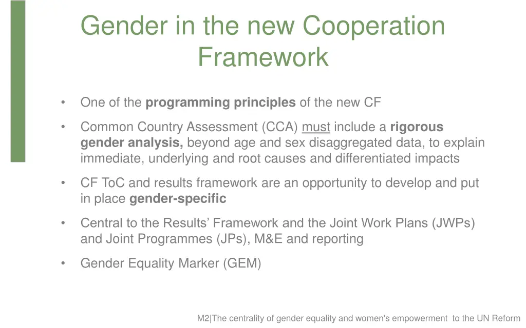 gender in the new cooperation framework