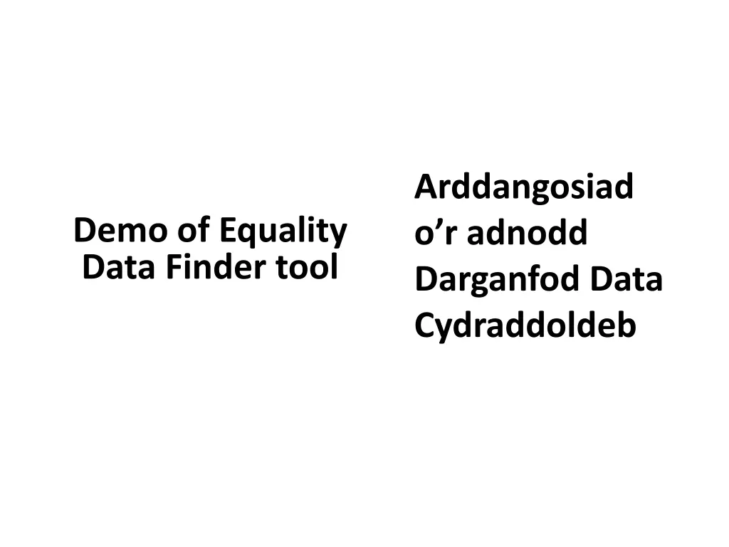 arddangosiad o r adnodd darganfod data