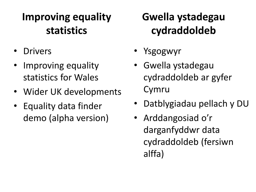 improving equality statistics