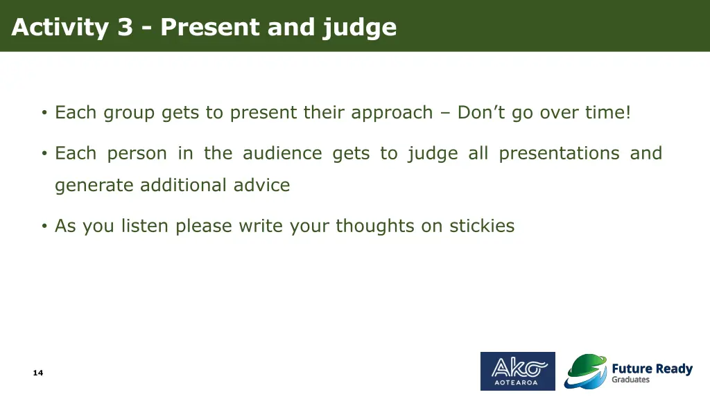 activity 3 present and judge