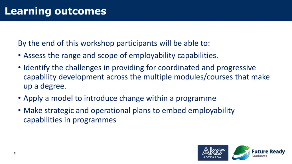 learning outcomes