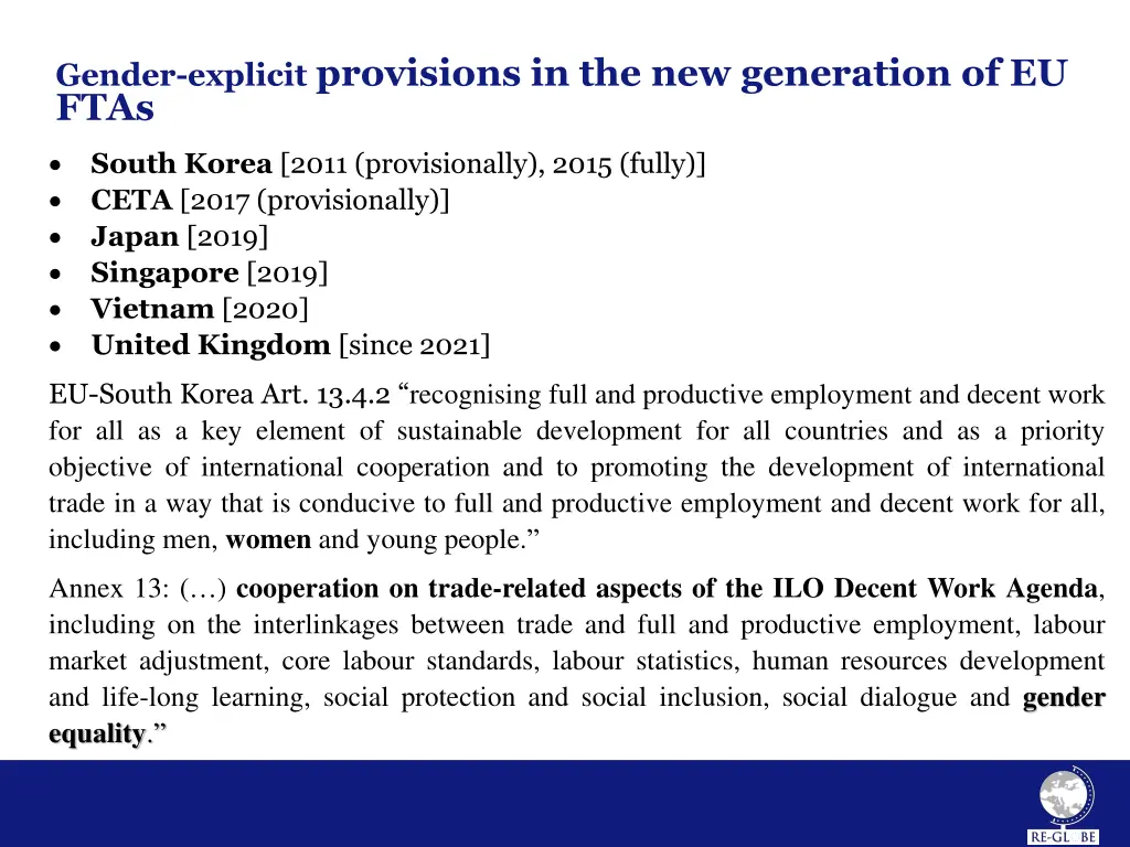gender explicit provisions in the new generation