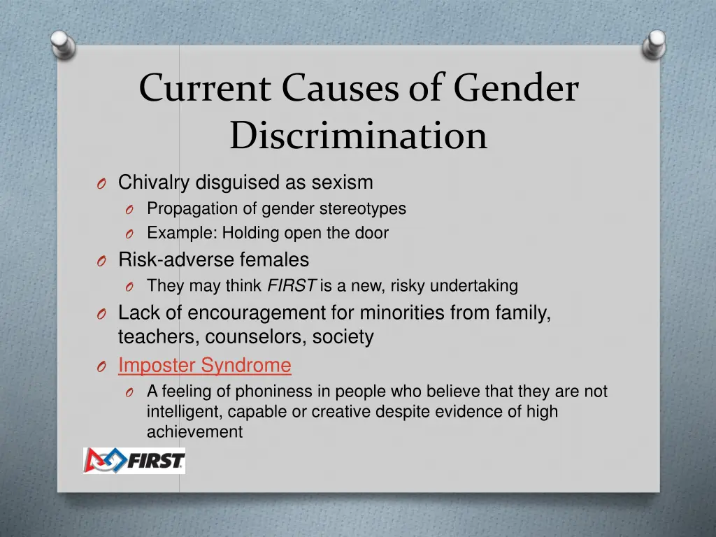 current causes of gender discrimination