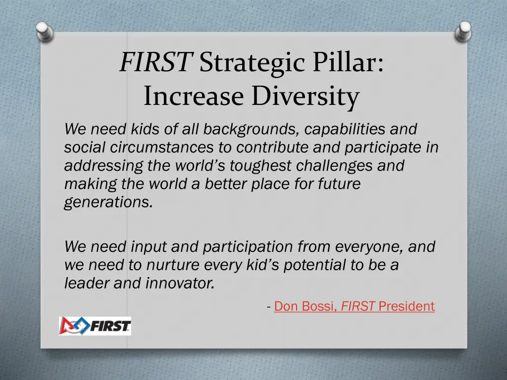 first strategic pillar increase diversity we need