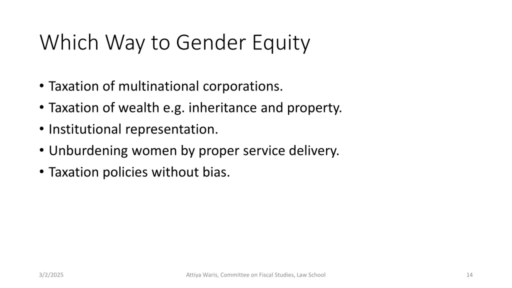 which way to gender equity