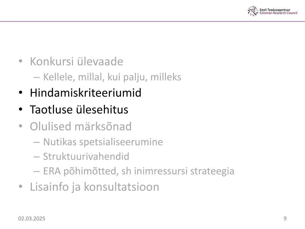 konkursi levaade kellele millal kui palju milleks
