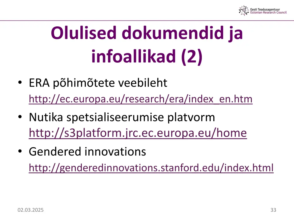 olulised dokumendid ja infoallikad 2