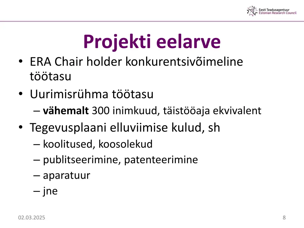 projekti eelarve era chair holder konkurentsiv