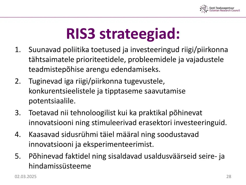 ris3 strateegiad suunavad poliitika toetused
