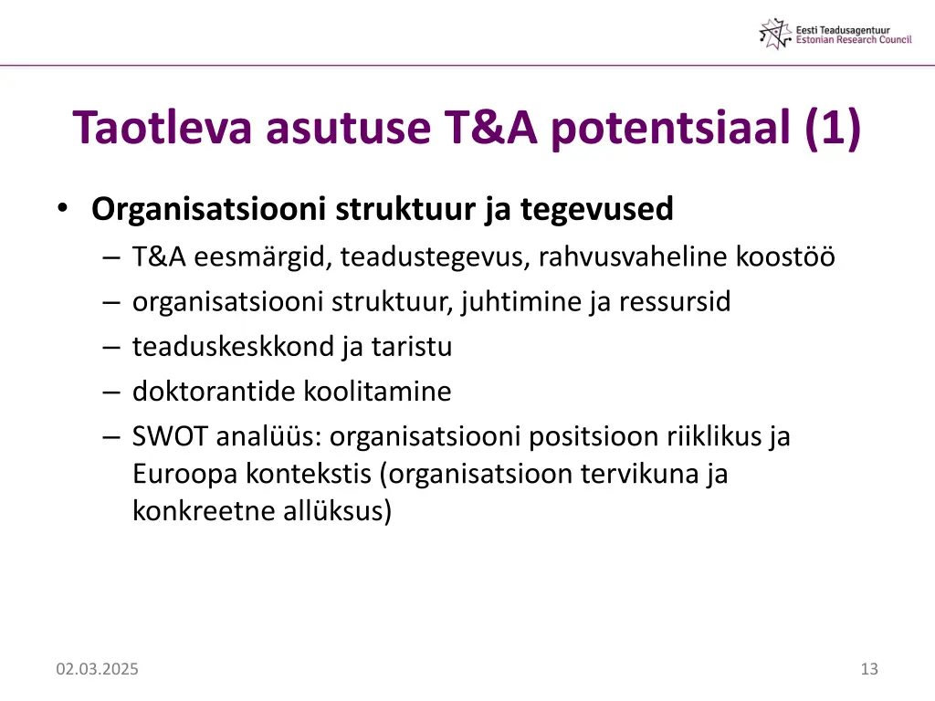 taotleva asutuse t a potentsiaal 1
