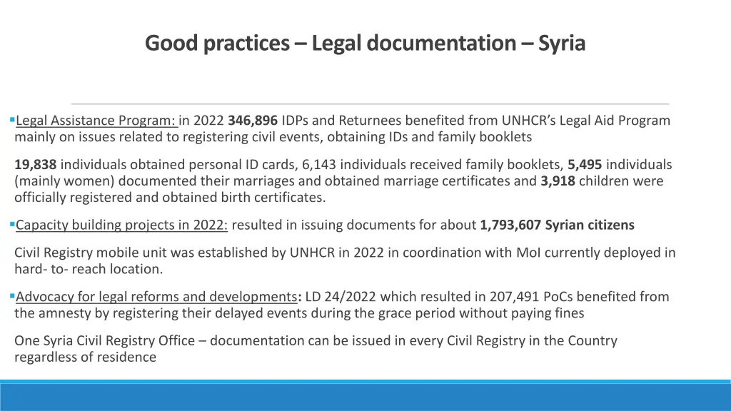 good practices legal documentation syria