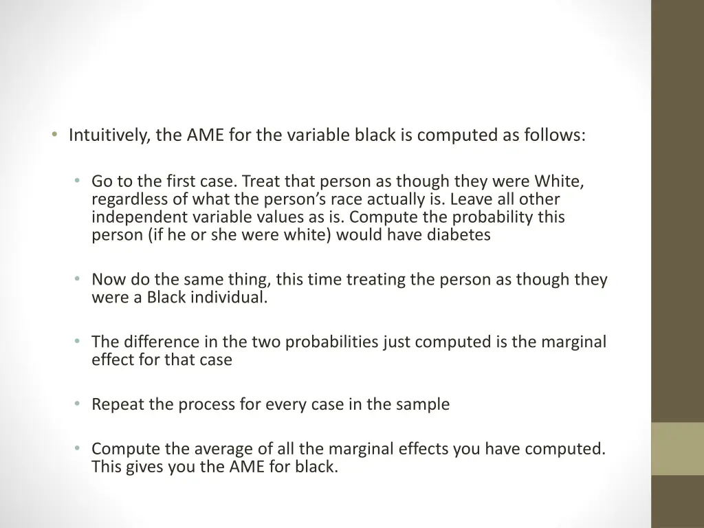 intuitively the ame for the variable black