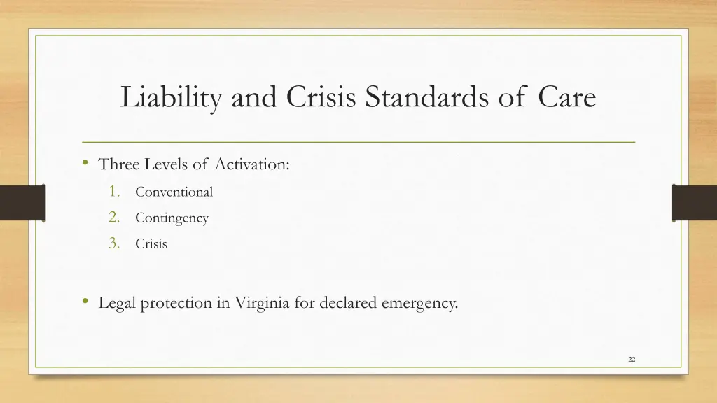 liability and crisis standards of care