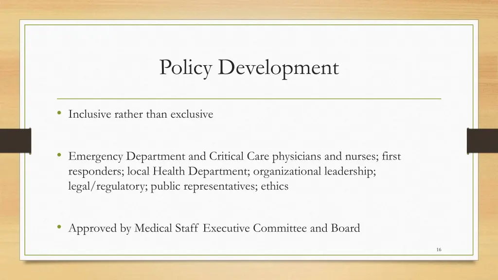 policy development