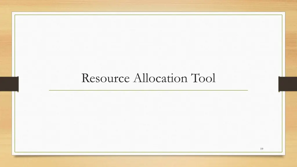 resource allocation tool