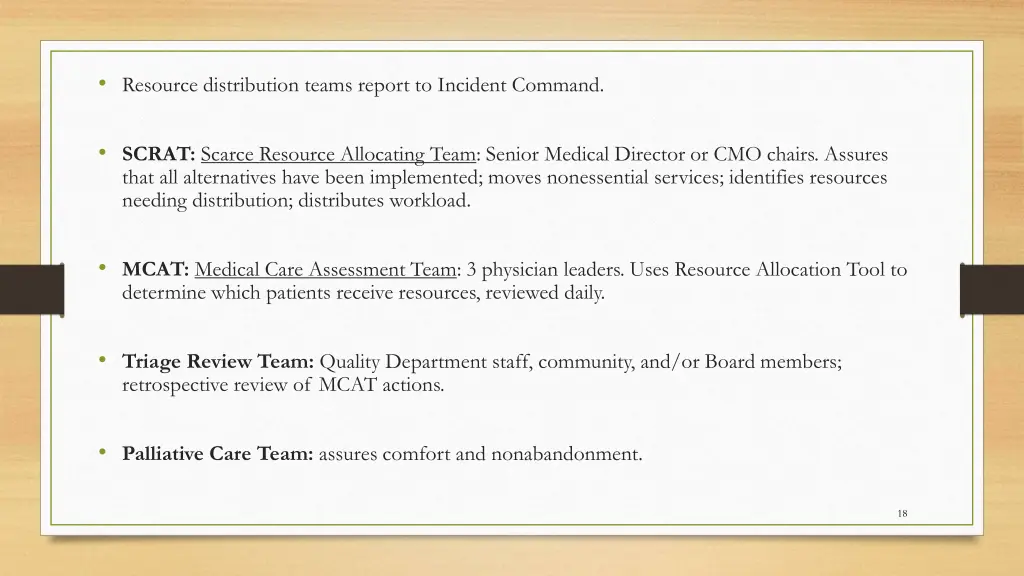 resource distribution teams report to incident