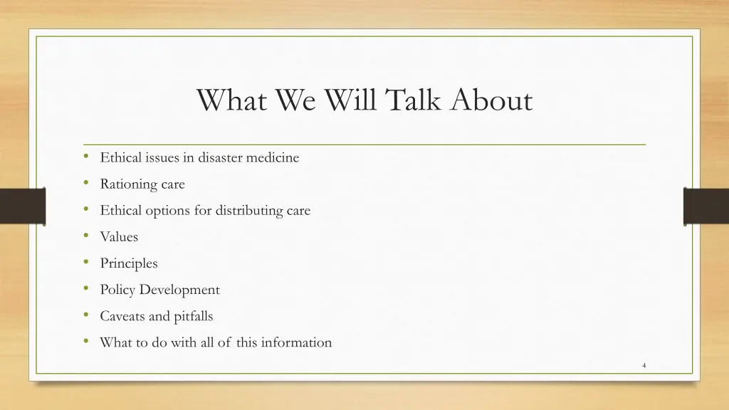 what we will talk about