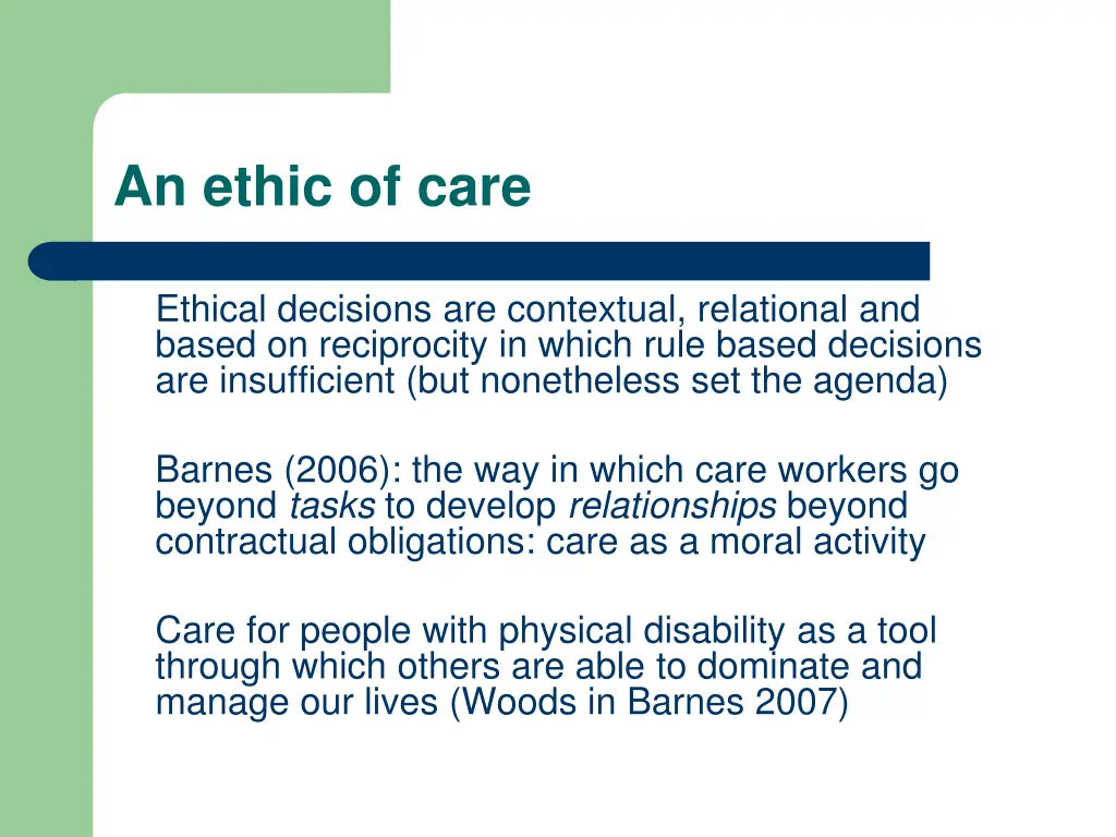 an ethic of care