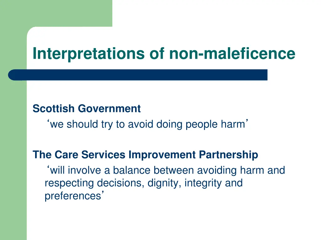 interpretations of non maleficence